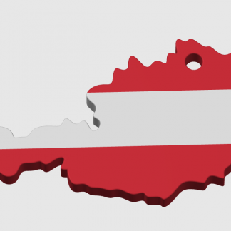 Kontur des Landes Österreich in den Nationalfarben rot-weiss-rot